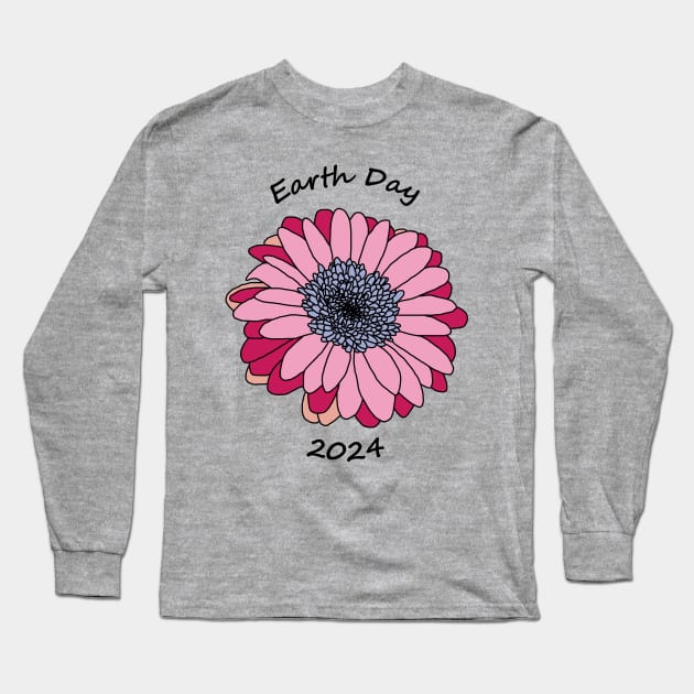 Earth Day 2024 Flower Long Sleeve T-Shirt by ellenhenryart